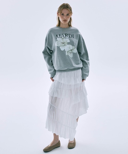 Mardi Mercredi(マルディメクルディ)の「SWEATSHIRT LILIES/ スウェット シャツ リリー(スウェット・レディース・グレー/ヘザーグレー/ホワイト・FREE)」の10枚目の写真