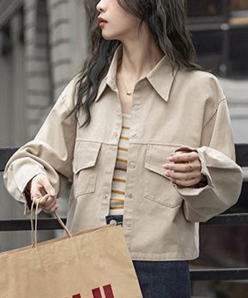 Flugge(フラッジー)の「ショート丈長袖シャツ(シャツ/ブラウス・レディース・ベージュ/ブラウン・MEDIUM/LARGE)」の2枚目の写真