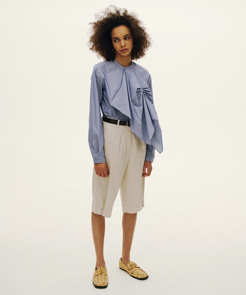 RUMCHE(ラムシェ)の「Tuck Chief Band Collar Shirt / タックチーフバンドカラーシャツ(シャツ/ブラウス・レディース・ホワイト/サックスブルー・FREE)」の20枚目の写真