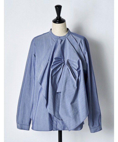 RUMCHE(ラムシェ)の「Tuck Chief Band Collar Shirt / タックチーフバンドカラーシャツ(シャツ/ブラウス・レディース・ホワイト/サックスブルー・FREE)」の19枚目の写真