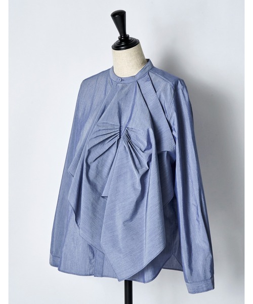 RUMCHE(ラムシェ)の「Tuck Chief Band Collar Shirt / タックチーフバンドカラーシャツ(シャツ/ブラウス・レディース・ホワイト/サックスブルー・FREE)」の18枚目の写真