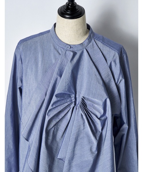 RUMCHE(ラムシェ)の「Tuck Chief Band Collar Shirt / タックチーフバンドカラーシャツ(シャツ/ブラウス・レディース・ホワイト/サックスブルー・FREE)」の16枚目の写真