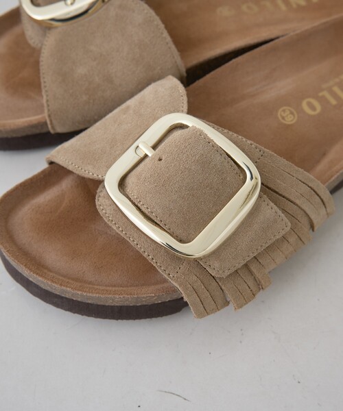 Rouge vif（ルージュヴィフ）の「【VINILO/ヴィニーロ】スウェードバックルフリンジサンダル（サンダル・レディース・ベージュ/ダークブラウン・38/37/36）」の15枚目の写真