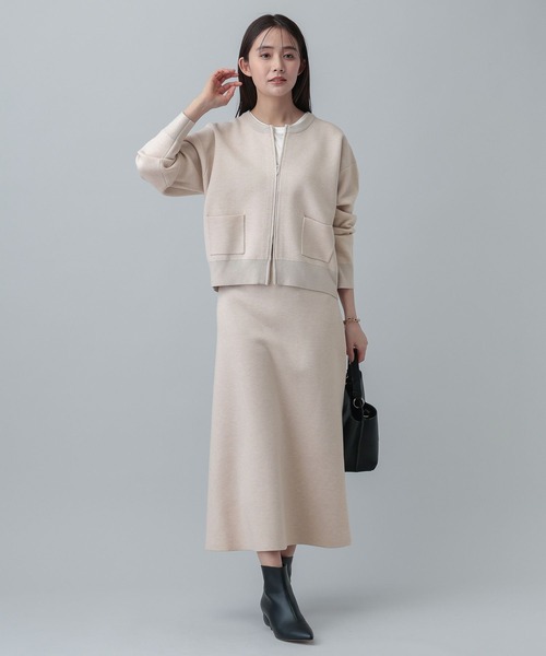 GLOBAL WORK（グローバルワーク）の「MATINEE LINE/ＷフェイスニットZIPジャケット/640361（ニット/セーター・レディース・チャコールグレー/グレイッシュベージュ/モカ・LARGE/MEDIUM）」の9枚目の写真