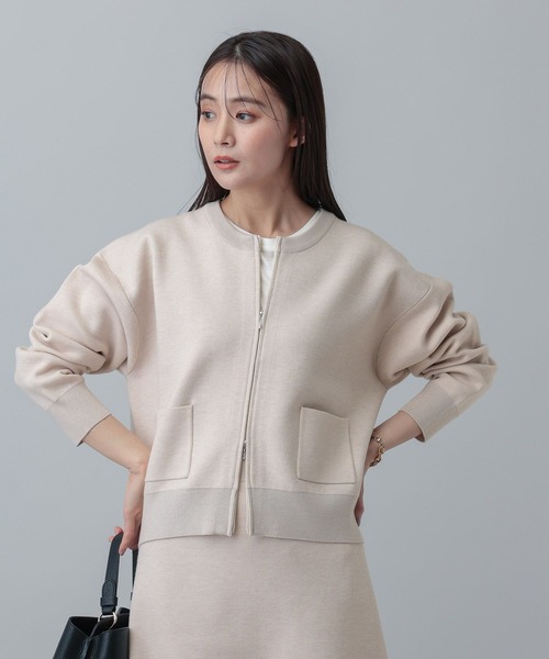 GLOBAL WORK（グローバルワーク）の「MATINEE LINE/ＷフェイスニットZIPジャケット/640361（ニット/セーター・レディース・チャコールグレー/グレイッシュベージュ/モカ・LARGE/MEDIUM）」の11枚目の写真