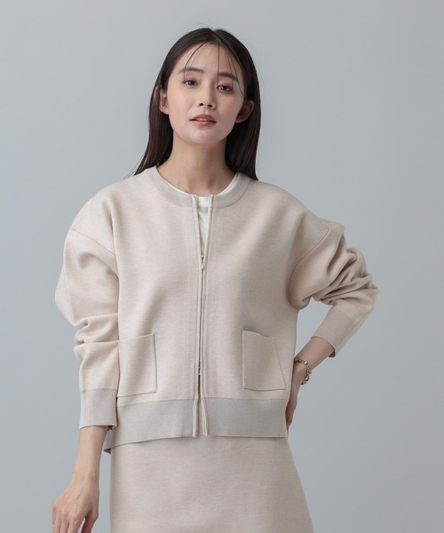 GLOBAL WORK（グローバルワーク）の「MATINEE LINE/ＷフェイスニットZIPジャケット/640361（ニット/セーター・レディース・チャコールグレー/グレイッシュベージュ/モカ・LARGE/MEDIUM）」の12枚目の写真