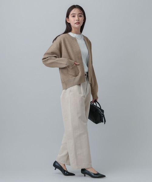 GLOBAL WORK（グローバルワーク）の「MATINEE LINE/ＷフェイスニットZIPジャケット/640361（ニット/セーター・レディース・チャコールグレー/グレイッシュベージュ/モカ・LARGE/MEDIUM）」の13枚目の写真