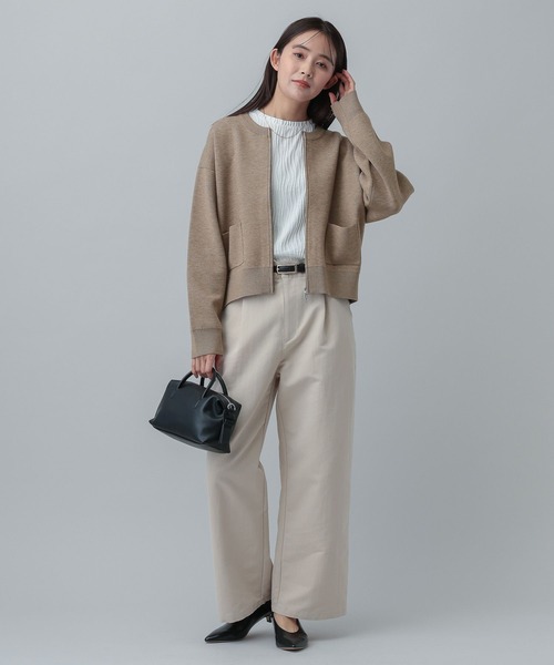 GLOBAL WORK（グローバルワーク）の「MATINEE LINE/ＷフェイスニットZIPジャケット/640361（ニット/セーター・レディース・チャコールグレー/グレイッシュベージュ/モカ・LARGE/MEDIUM）」の15枚目の写真