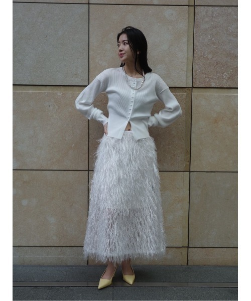 UNUS(ユナス)の「UNUS / Feather Skirt(スカート・レディース・ホワイト/ライトグリーン・FREE)」の11枚目の写真