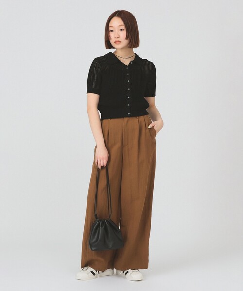 Ray BEAMS（レイビームス）の「ワイド ストレート 2タック パンツ（その他パンツ・レディース・ネイビー/ダークブラウン・0/1）」の3枚目の写真