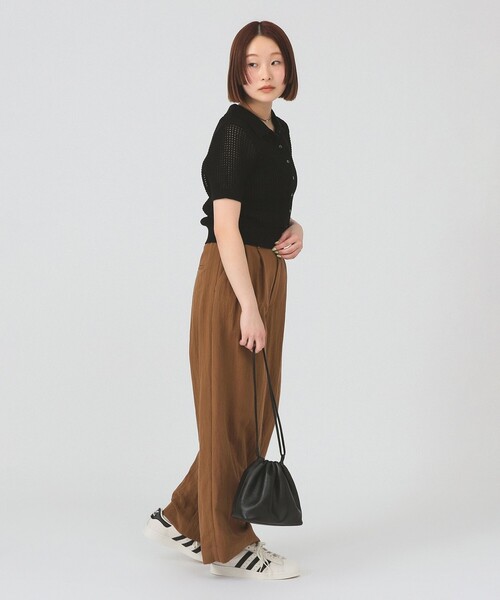 Ray BEAMS（レイビームス）の「ワイド ストレート 2タック パンツ（その他パンツ・レディース・ネイビー/ダークブラウン・0/1）」の4枚目の写真