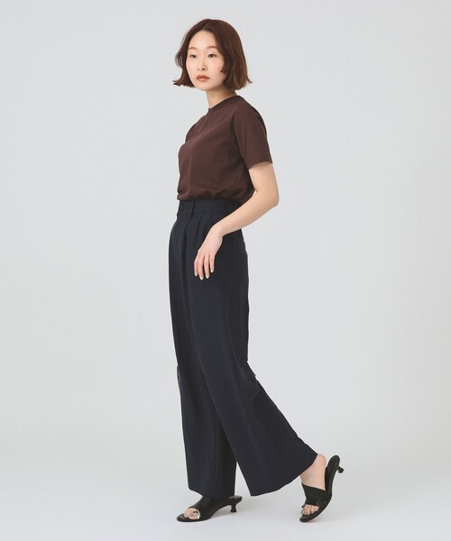 Ray BEAMS（レイビームス）の「ワイド ストレート 2タック パンツ（その他パンツ・レディース・ネイビー/ダークブラウン・0/1）」の8枚目の写真