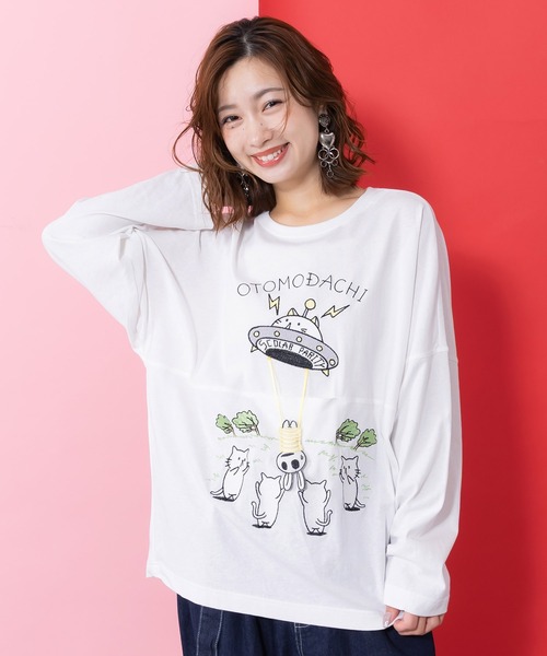 ScoLar Parity（スカラーパリティ）の「361112：ネコ星へのご招待Tシャツ（Tシャツ/カットソー・レディース・オフホワイト/サックスブルー/ブラック・M）」の2枚目の写真