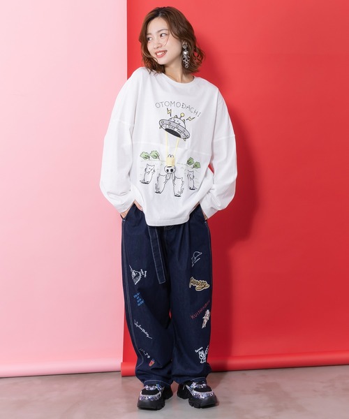 ScoLar Parity（スカラーパリティ）の「361112：ネコ星へのご招待Tシャツ（Tシャツ/カットソー・レディース・オフホワイト/サックスブルー/ブラック・M）」の8枚目の写真