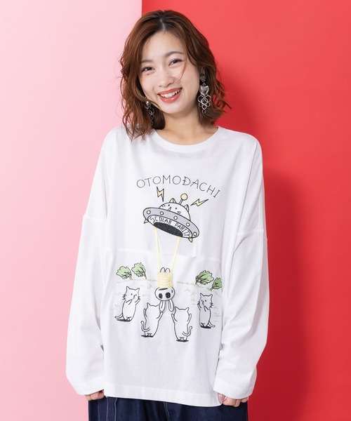 ScoLar Parity（スカラーパリティ）の「361112：ネコ星へのご招待Tシャツ（Tシャツ/カットソー・レディース・オフホワイト/サックスブルー/ブラック・M）」の9枚目の写真