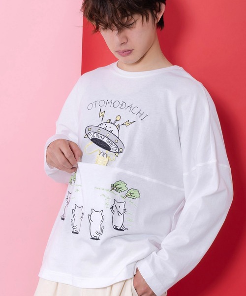 ScoLar Parity（スカラーパリティ）の「361112：ネコ星へのご招待Tシャツ（Tシャツ/カットソー・レディース・オフホワイト/サックスブルー/ブラック・M）」の18枚目の写真