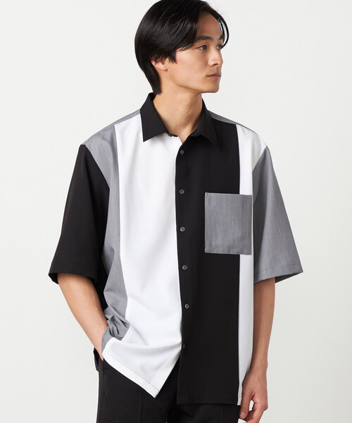COMME CA ISM(コムサイズム)の「ウールライク ショートポイントカラー ブロッキング 5分袖シャツ(シャツ/ブラウス・メンズ・ホワイト/ブラック・LARGE/MEDIUM/SMALL)」の13枚目の写真