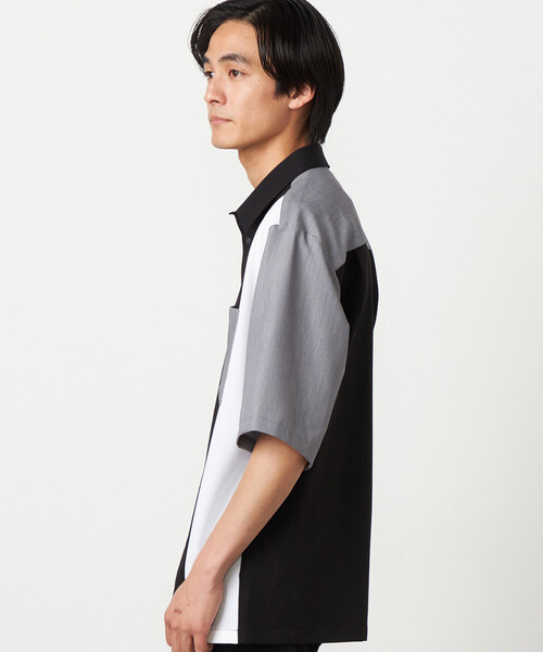 COMME CA ISM(コムサイズム)の「ウールライク ショートポイントカラー ブロッキング 5分袖シャツ(シャツ/ブラウス・メンズ・ホワイト/ブラック・LARGE/MEDIUM/SMALL)」の14枚目の写真