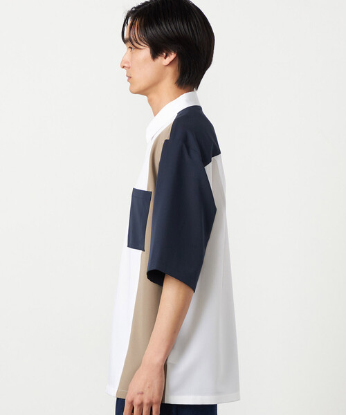COMME CA ISM(コムサイズム)の「ウールライク ショートポイントカラー ブロッキング 5分袖シャツ(シャツ/ブラウス・メンズ・ホワイト/ブラック・LARGE/MEDIUM/SMALL)」の16枚目の写真