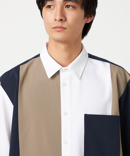 COMME CA ISM(コムサイズム)の「ウールライク ショートポイントカラー ブロッキング 5分袖シャツ(シャツ/ブラウス・メンズ・ホワイト/ブラック・LARGE/MEDIUM/SMALL)」の18枚目の写真