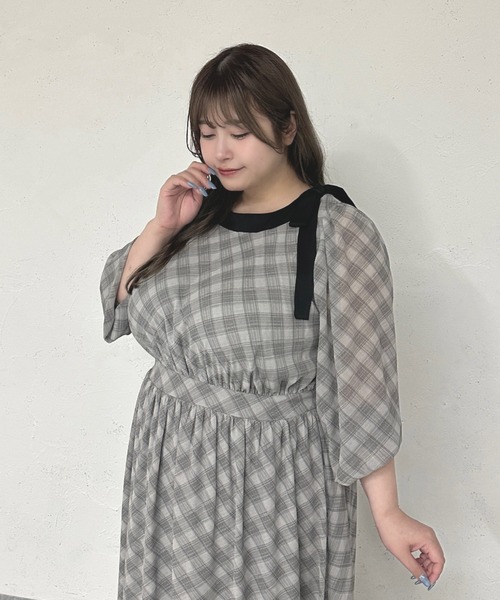 Louiosy(ルオシー)の「【Louiosy】【大きいサイズ】配色リボンシフォンワンピース(ワンピース・レディース・ミント/ブルー系その他/ブラック系その他・X-LARGE/3L/4L)」の19枚目の写真