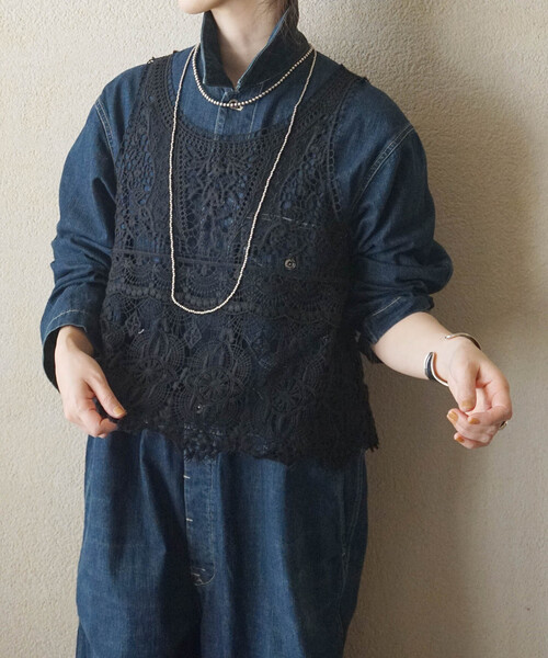 JOURNAL STANDARD LUXE（ジャーナルスタンダード　ラックス）の「《追加》レースMIXノースリーブブラウス（シャツ/ブラウス・レディース・ネイビー/ホワイト/ブラック・FREE）」の17枚目の写真