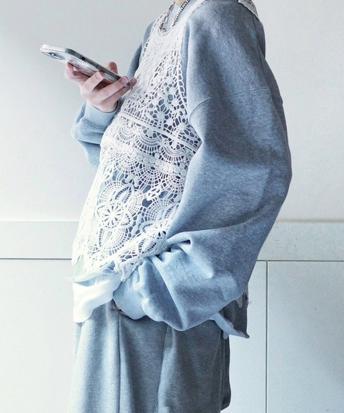 JOURNAL STANDARD LUXE（ジャーナルスタンダード　ラックス）の「《追加》レースMIXノースリーブブラウス（シャツ/ブラウス・レディース・ネイビー/ホワイト/ブラック・FREE）」の11枚目の写真