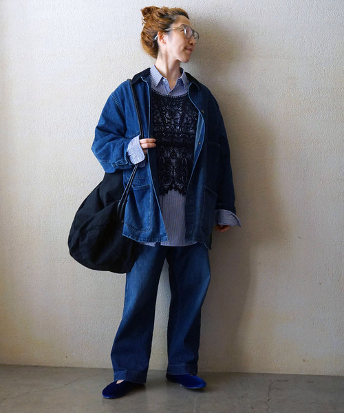 JOURNAL STANDARD LUXE（ジャーナルスタンダード　ラックス）の「《追加》レースMIXノースリーブブラウス（シャツ/ブラウス・レディース・ネイビー/ホワイト/ブラック・FREE）」の9枚目の写真