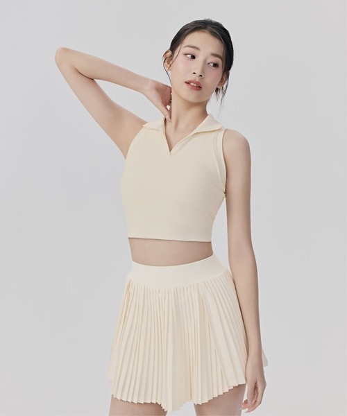 OSYAREVO(オシャレボ)の「ノースリーブ ポロシャツ トップス カップ付き リブ(その他トップス・レディース・ラベンダー/ホワイト/ライム/ブラウン・X-LARGE/LARGE/MEDIUM/SMALL)」の7枚目の写真