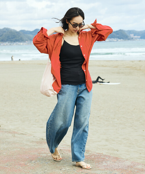 FREAK'S STORE(フリークスストア)の「【Beach & Festival】Vネック バックオープン カップ付きキャミソール(キャミソール・レディース・ブラウン/オフホワイト/ブラック・MEDIUM/SMALL)」の5枚目の写真