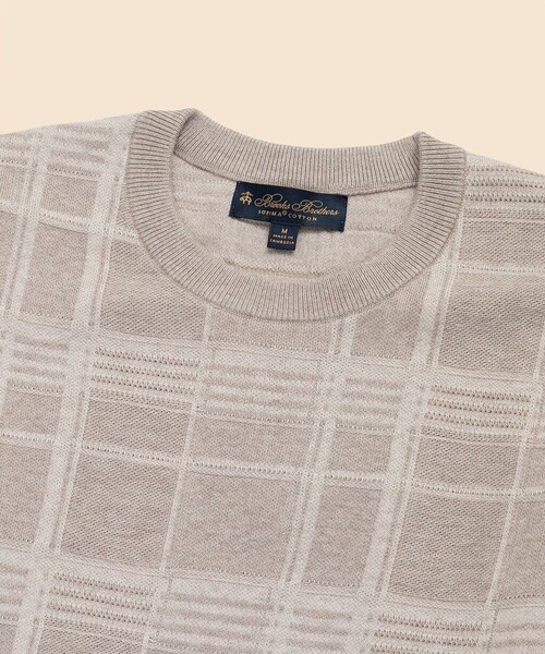 BROOKS BROTHERS(ブルックスブラザーズ)の「スーピマコットン テキスチャードプレイド クルーネックセーター(ニット/セーター・メンズ・ベージュ・LARGE/MEDIUM/SMALL/X-LARGE)」の2枚目の写真