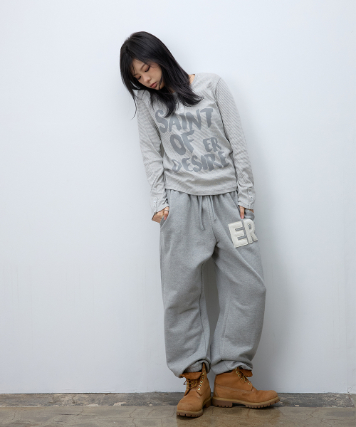 EEERRR（イイイ・アールアールアール）の「ER waffle applique long sweat pants (Melange)（スウェットパンツ・レディース・その他・LARGE/MEDIUM）」の3枚目の写真