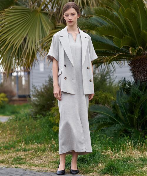 DRESSTERIOR（ドレステリア）の「【セットアップ可/UVカット/接触冷感/吸水速乾】ウォッシャブル リネンライクドルマンジャケット（テーラードジャケット・レディース・ナチュラル/ネイビー・38/36/34）」の10枚目の写真