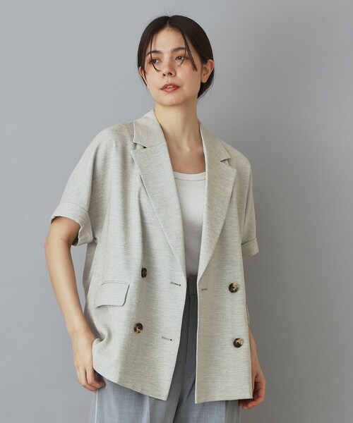 DRESSTERIOR（ドレステリア）の「【セットアップ可/UVカット/接触冷感/吸水速乾】ウォッシャブル リネンライクドルマンジャケット（テーラードジャケット・レディース・ナチュラル/ネイビー・38/36/34）」の12枚目の写真