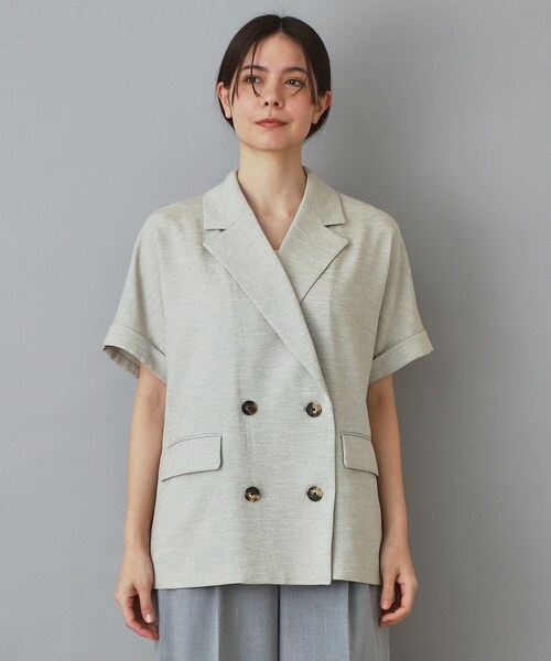 DRESSTERIOR（ドレステリア）の「【セットアップ可/UVカット/接触冷感/吸水速乾】ウォッシャブル リネンライクドルマンジャケット（テーラードジャケット・レディース・ナチュラル/ネイビー・38/36/34）」の14枚目の写真