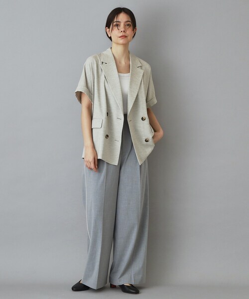 DRESSTERIOR（ドレステリア）の「【セットアップ可/UVカット/接触冷感/吸水速乾】ウォッシャブル リネンライクドルマンジャケット（テーラードジャケット・レディース・ナチュラル/ネイビー・38/36/34）」の15枚目の写真