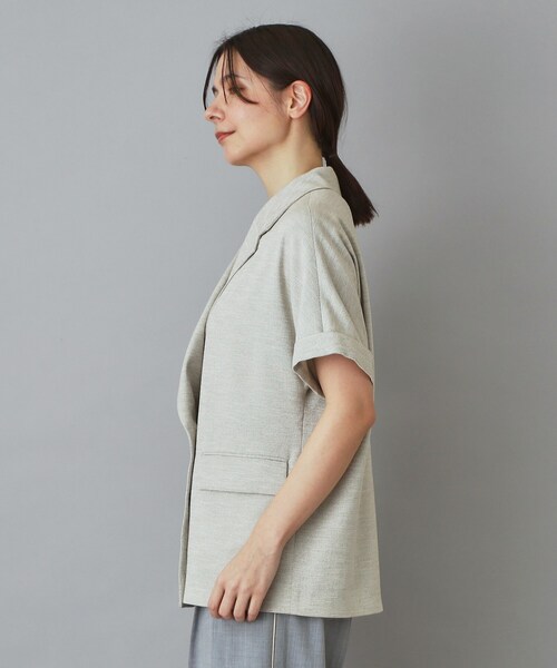 DRESSTERIOR（ドレステリア）の「【セットアップ可/UVカット/接触冷感/吸水速乾】ウォッシャブル リネンライクドルマンジャケット（テーラードジャケット・レディース・ナチュラル/ネイビー・38/36/34）」の17枚目の写真