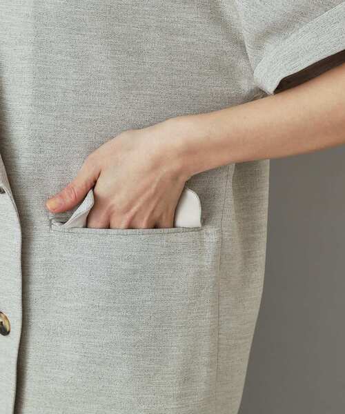 DRESSTERIOR（ドレステリア）の「【セットアップ可/UVカット/接触冷感/吸水速乾】ウォッシャブル リネンライクドルマンジャケット（テーラードジャケット・レディース・ナチュラル/ネイビー・38/36/34）」の21枚目の写真