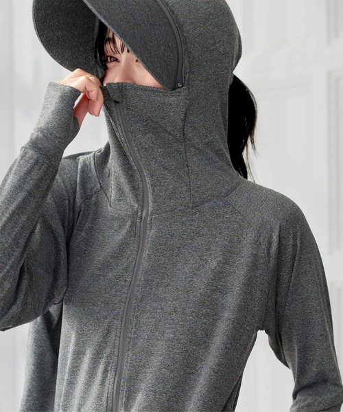 KOBE LETTUCE（コウベレタス）の「[ UVカット＆接触冷感 ] M L XL 選べる2タイプ 取り外しサンバイザー付きパーカー（パーカー・レディース・ホワイト系/ブラック系/ネイビー/ブラック/ホワイト/ネイビー系/グレー系/杢グレー・LL1/M1/M/L1/L/LL）」の15枚目の写真