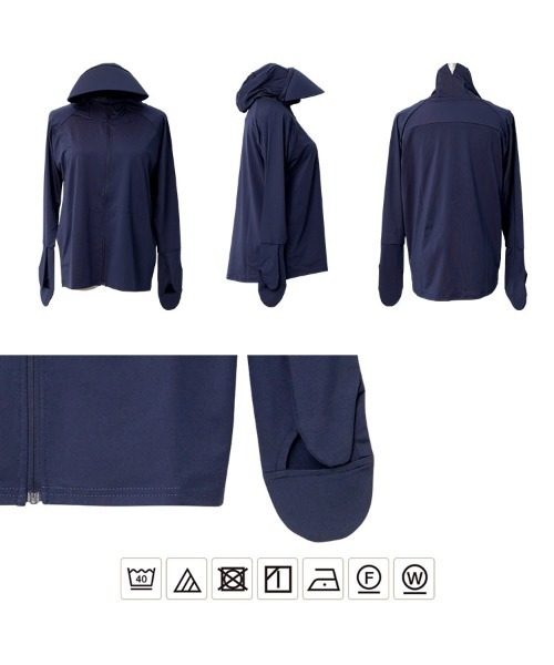 KOBE LETTUCE（コウベレタス）の「[ UVカット＆接触冷感 ] M L XL 選べる2タイプ 取り外しサンバイザー付きパーカー（パーカー・レディース・ホワイト系/ブラック系/ネイビー/ブラック/ホワイト/ネイビー系/グレー系/杢グレー・LL1/M1/M/L1/L/LL）」の21枚目の写真