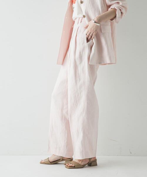URBAN RESEARCH（アーバンリサーチ）の「オックスリネンストレートパンツ（その他パンツ・レディース・ライトピンク/ライトベージュ・40/38/36）」の4枚目の写真