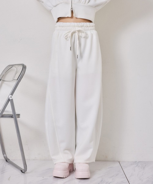 one after another NICE CLAUP(ワンアフターアナザーナイスクラップ)の「【セットアップ可能】ウエストレースカットパンツ(スウェットパンツ・レディース・グレー/ピンク/オフホワイト/サックスブルー/ブラック・SMALL/MEDIUM)」の10枚目の写真
