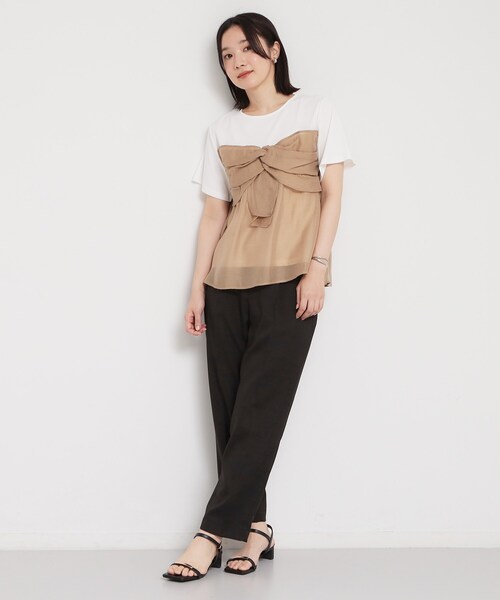THE SHOP TK (ザ ショップ ティーケー )の「【XS-XL/洗える】オン・オフ問わずきれいに決まる 麻調テーパードパンツ(その他パンツ・レディース・ブラック/ブラウン系その他/ライトベージュ・11/12/13/14/10)」の12枚目の写真