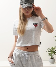【セットアップ可能】ミニ裏毛 ワンポイントハート Tシャツ / Mini Fleece One-Point Heart T-Shirt