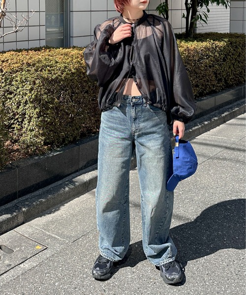 PILIT（ピリット）の「シアーボリュームスリーブブルゾン（シャツ/ブラウス・レディース・イエロー/アイボリー/ブラック・MEDIUM）」の5枚目の写真