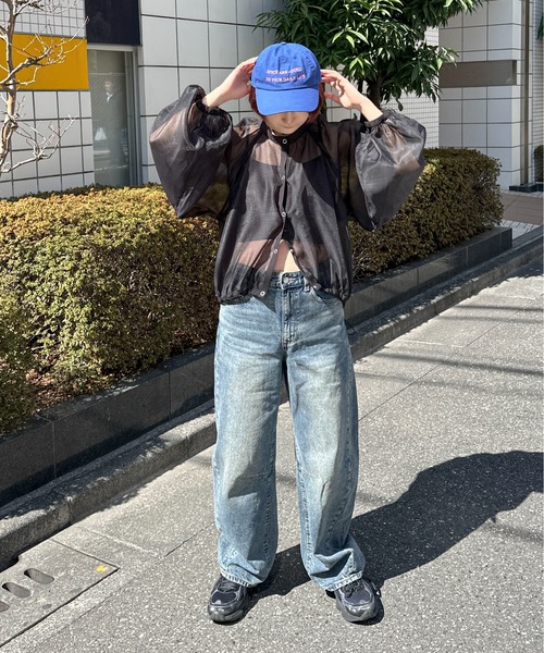 PILIT（ピリット）の「シアーボリュームスリーブブルゾン（シャツ/ブラウス・レディース・イエロー/アイボリー/ブラック・MEDIUM）」の7枚目の写真