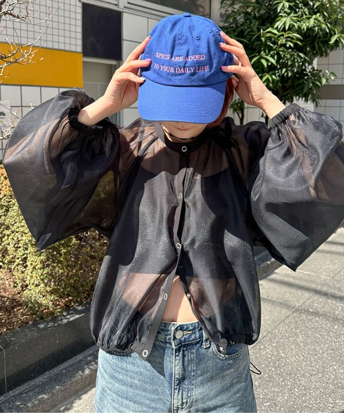 PILIT（ピリット）の「シアーボリュームスリーブブルゾン（シャツ/ブラウス・レディース・イエロー/アイボリー/ブラック・MEDIUM）」の11枚目の写真