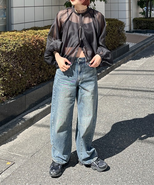 PILIT（ピリット）の「シアーボリュームスリーブブルゾン（シャツ/ブラウス・レディース・イエロー/アイボリー/ブラック・MEDIUM）」の10枚目の写真