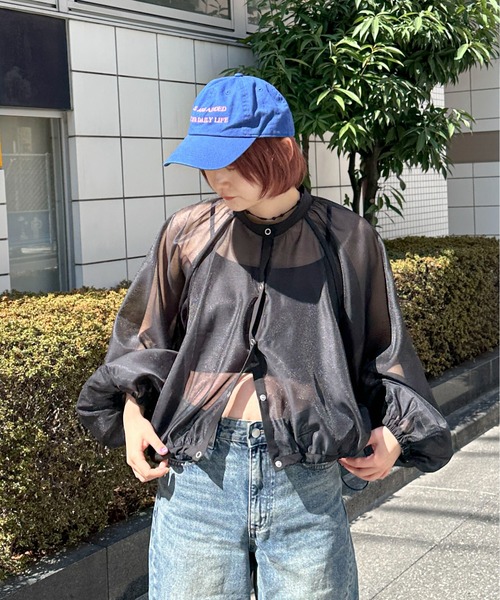 PILIT（ピリット）の「シアーボリュームスリーブブルゾン（シャツ/ブラウス・レディース・イエロー/アイボリー/ブラック・MEDIUM）」の6枚目の写真