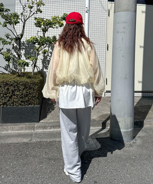 PILIT（ピリット）の「シアーボリュームスリーブブルゾン（シャツ/ブラウス・レディース・イエロー/アイボリー/ブラック・MEDIUM）」の22枚目の写真